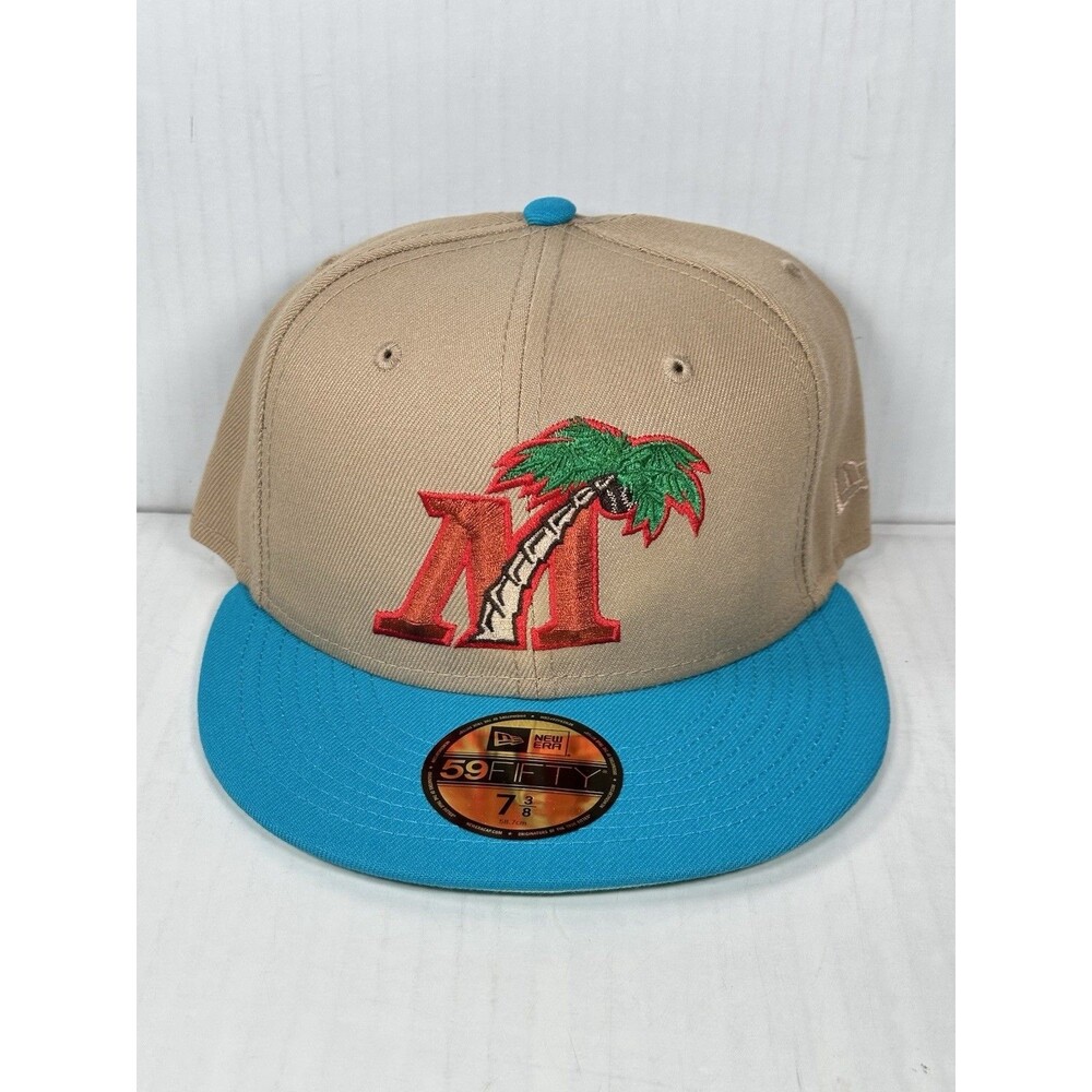 New Era 59FIFTY Fort Myers Miracle Fitted Hat Size 7 3/8 MiLB Camel Blue Jewel